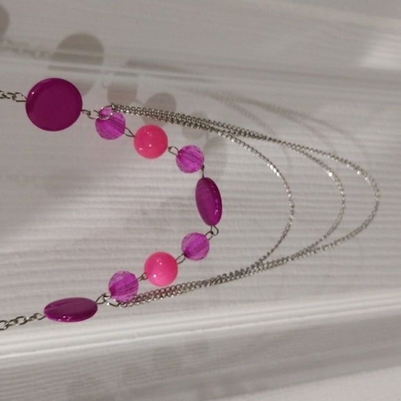 Women's Silver Tone Layered Colorful Beaded Necklace w/ Matching Earrings, 32-in - Picture 4 of 6